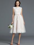 A-Line Tulle Sleeveless Tea-Length Wedding Dress - Chloe Dress
