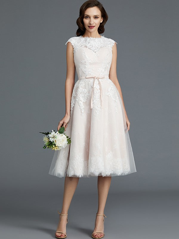 A-Line Tulle Sleeveless Tea-Length Wedding Dress - Chloe Dress