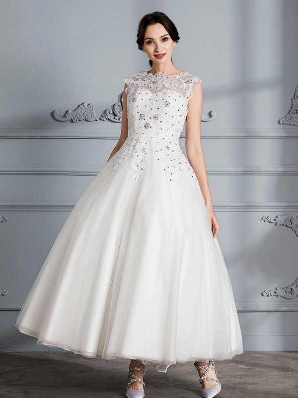 Ball Gown Tulle Sleeveless Tea-Length Wedding Gown - Chloe Dress