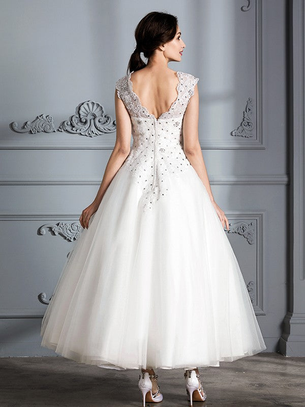 Ball Gown Tulle Sleeveless Tea-Length Wedding Gown - Chloe Dress