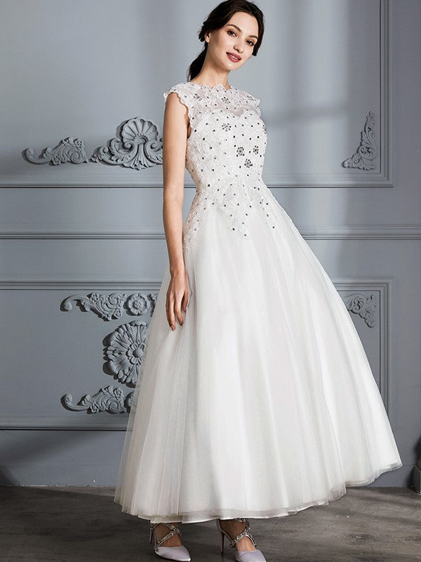 Ball Gown Tulle Sleeveless Tea-Length Wedding Gown - Chloe Dress
