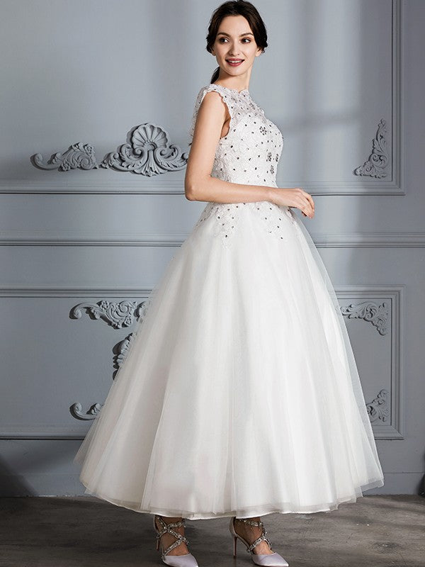 Ball Gown Tulle Sleeveless Tea-Length Wedding Gown - Chloe Dress