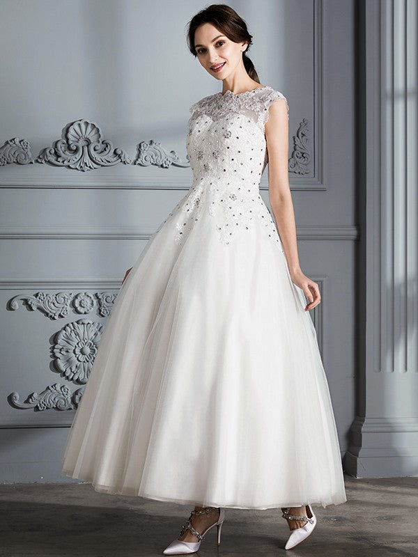 Ball Gown Tulle Sleeveless Tea-Length Wedding Gown - Chloe Dress