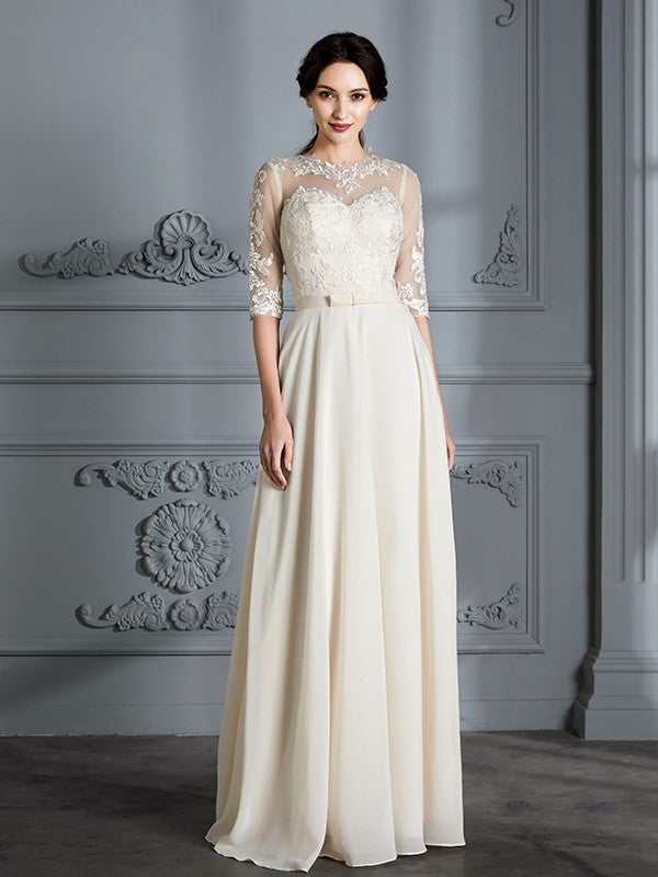 A-Line Chiffon Floor-Length Wedding Dress - Chloe Dress
