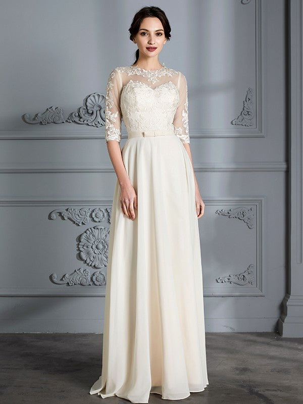 A-Line Chiffon Floor-Length Wedding Dress - Chloe Dress