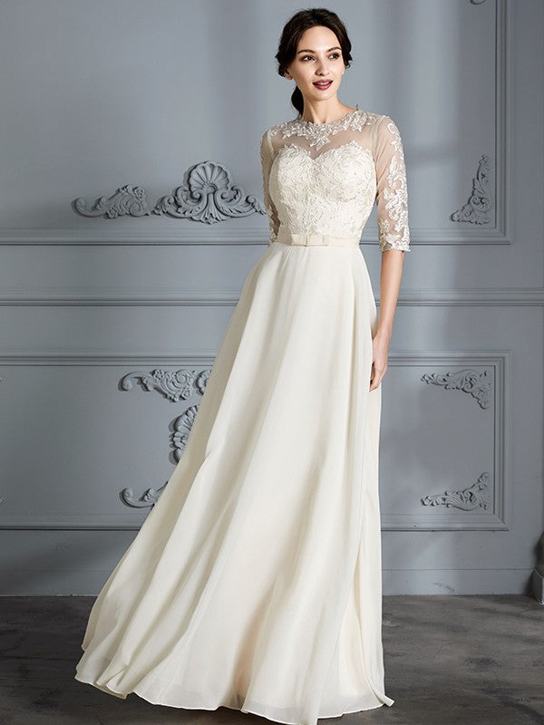 A-Line Chiffon Floor-Length Wedding Dress - Chloe Dress