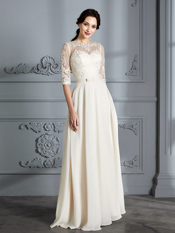 A-Line Chiffon Floor-Length Wedding Dress - Chloe Dress
