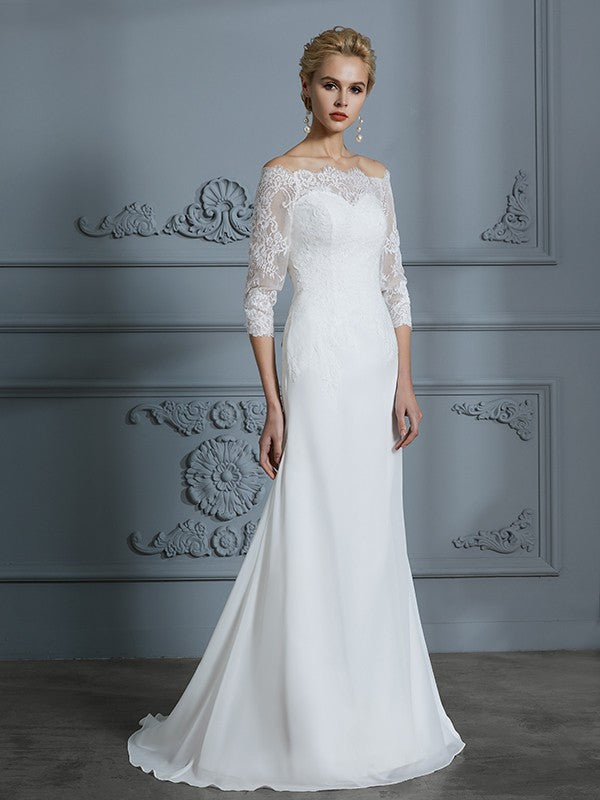 Mermaid Chiffon Train Wedding Dress - Chloe Dress