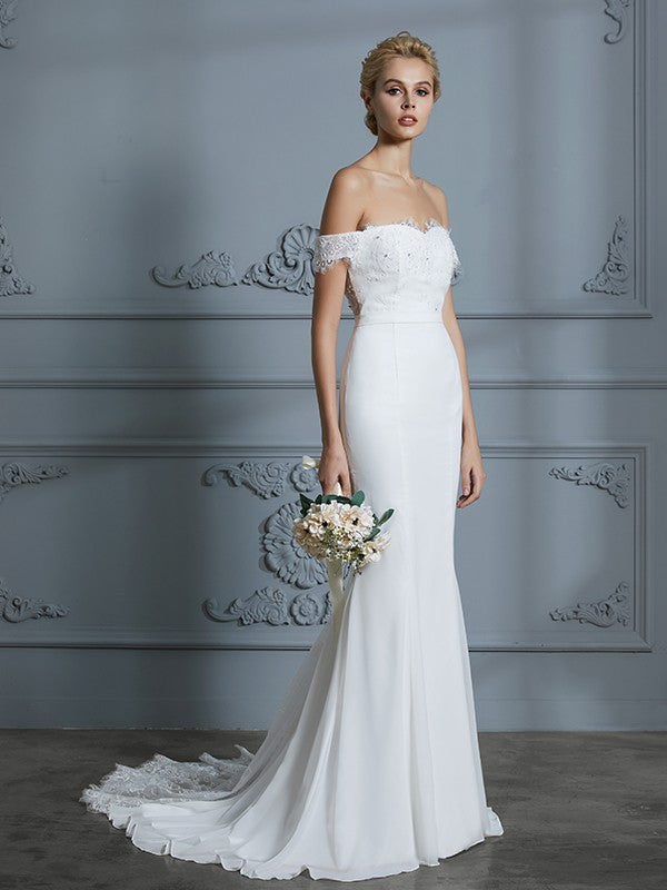 Mermaid Chiffon Sleeveless Train Wedding Dress - Chloe Dress