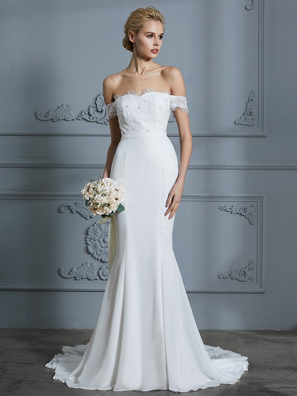 Mermaid Chiffon Sleeveless Train Wedding Dress - Chloe Dress