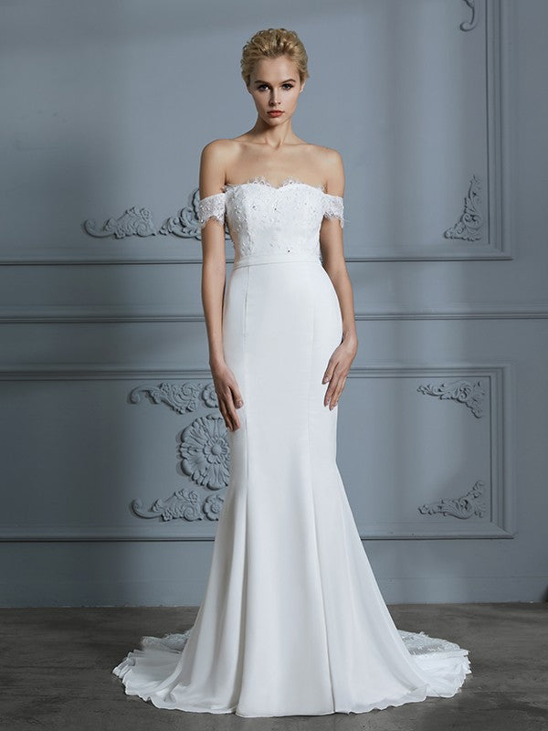 Mermaid Chiffon Sleeveless Train Wedding Dress - Chloe Dress