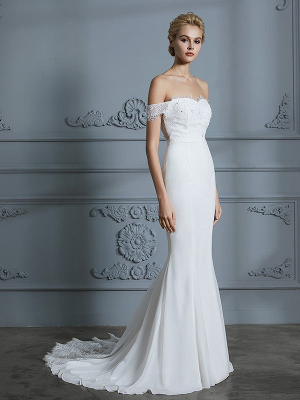 Mermaid Chiffon Sleeveless Train Wedding Dress - Chloe Dress
