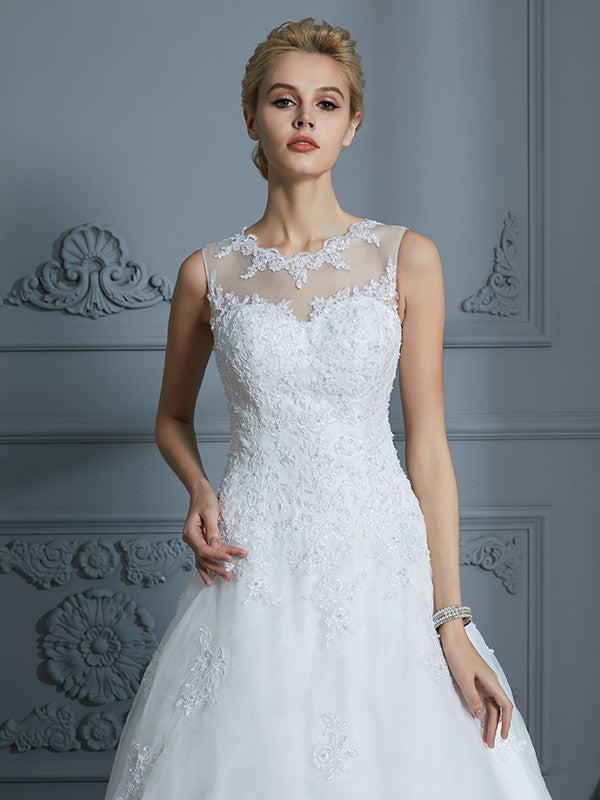 Ball Gown Organza Sleeveless Train Wedding Gown - Chloe Dress