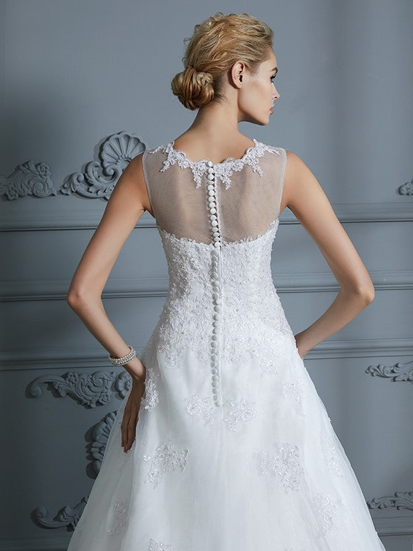 Ball Gown Organza Sleeveless Train Wedding Gown - Chloe Dress