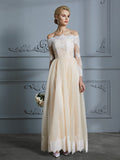 A-Line Tulle Long Sleeve Floor-Length Wedding Dress - Chloe Dress