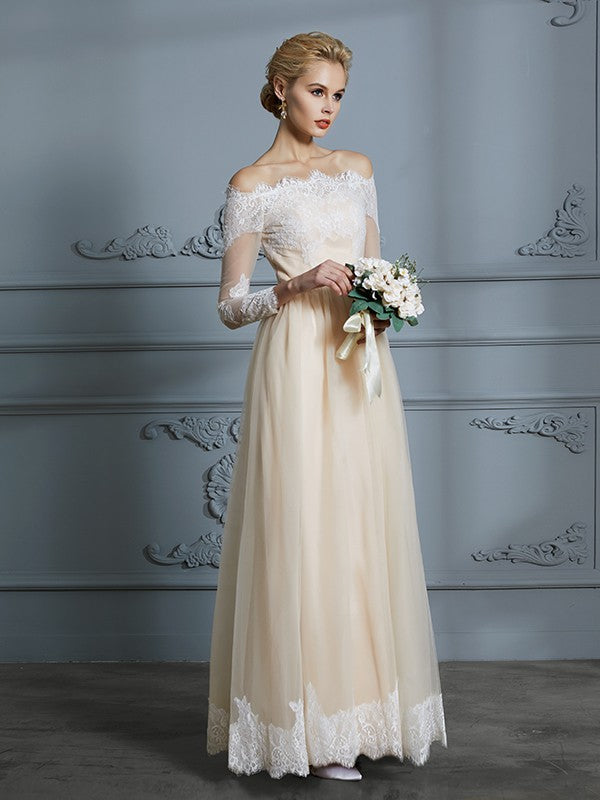 A-Line Tulle Long Sleeve Floor-Length Wedding Dress - Chloe Dress