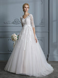 Ball Gown V-Neck Tulle Train Wedding Gown - Chloe Dress