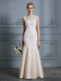 Mermaid Tulle Sleeveless Applique Floor-Length Wedding Dress - Chloe Dress