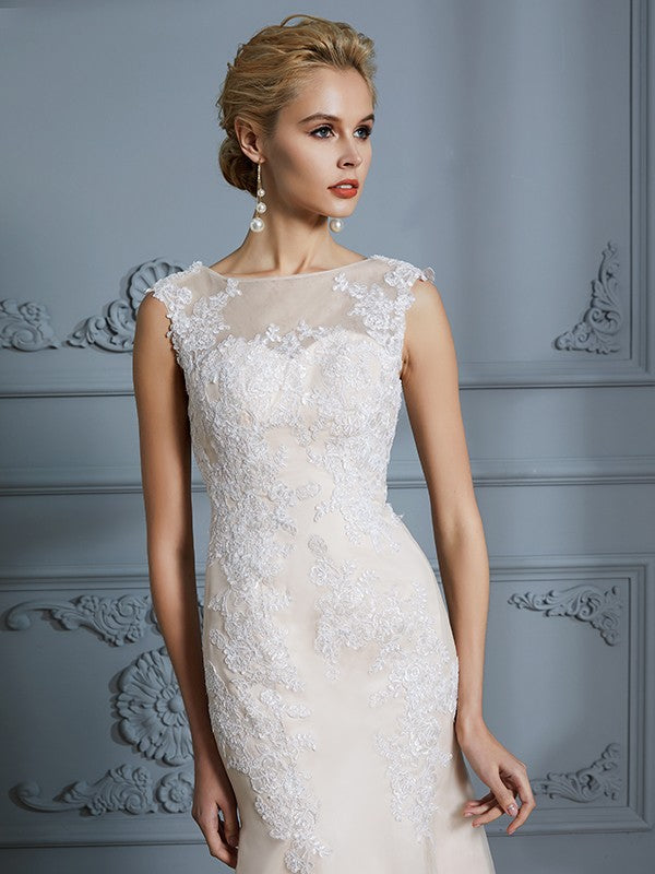 Mermaid Tulle Sleeveless Applique Floor-Length Wedding Dress - Chloe Dress