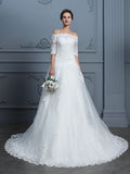 Ball Gown Lace Train Wedding Gown - Chloe Dress
