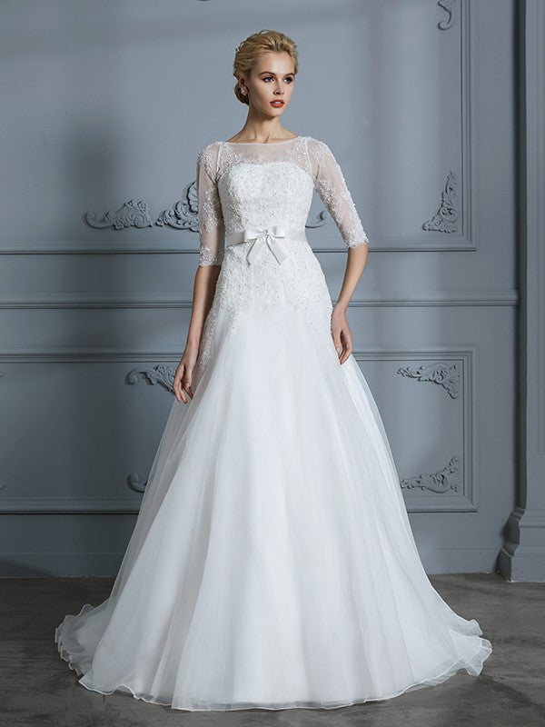 A-Line Tulle Train Wedding Dress - Chloe Dress