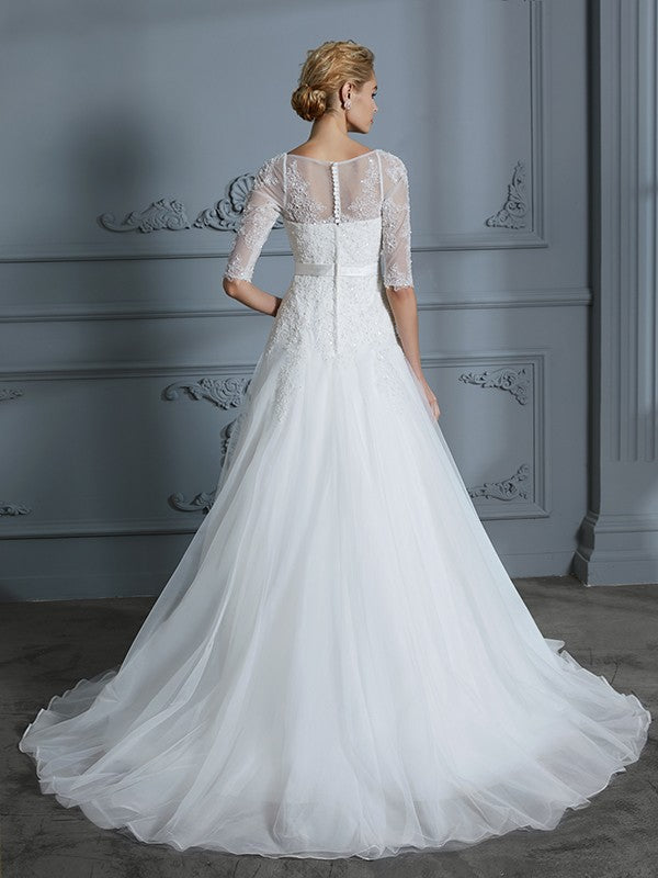 A-Line Tulle Train Wedding Dress - Chloe Dress