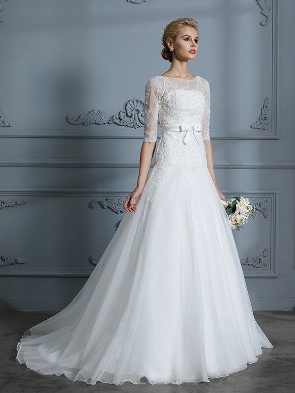 A-Line Tulle Train Wedding Dress - Chloe Dress