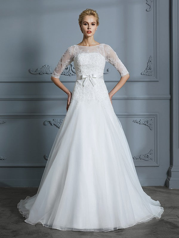 A-Line Tulle Train Wedding Dress - Chloe Dress