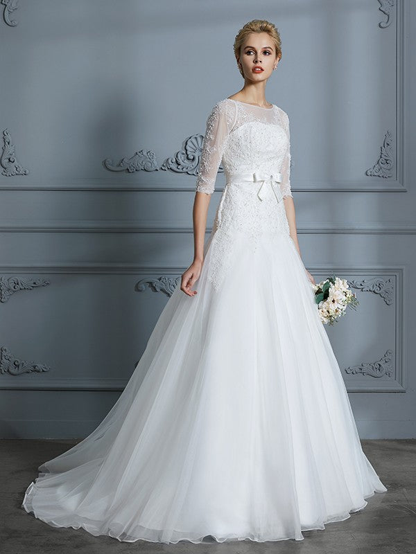A-Line Tulle Train Wedding Dress - Chloe Dress