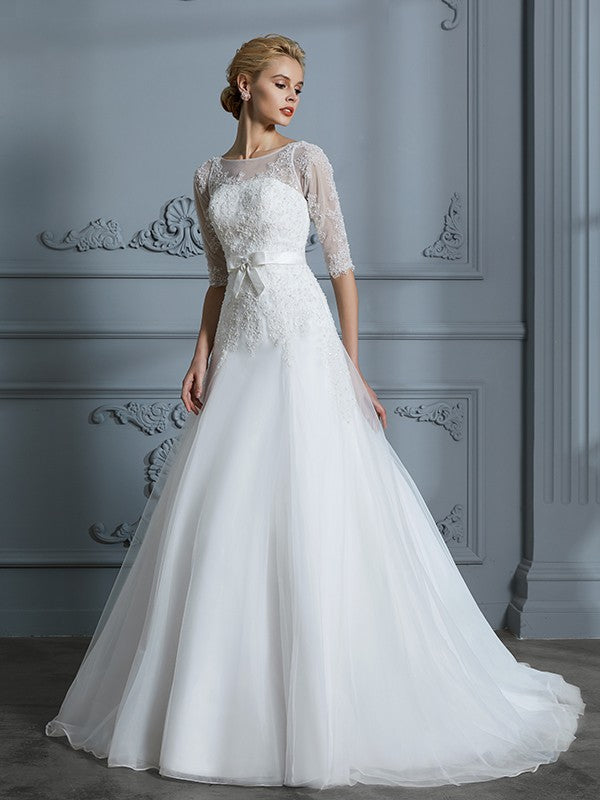 A-Line Tulle Train Wedding Dress - Chloe Dress