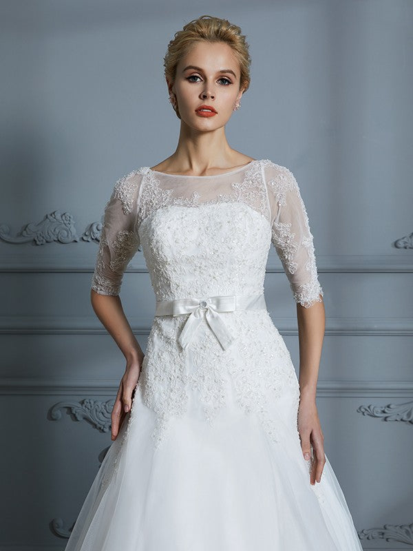 A-Line Tulle Train Wedding Dress - Chloe Dress