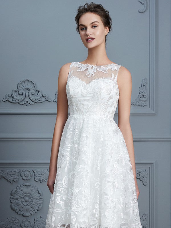 A-Line Lace Sleeveless Asymmetric Wedding Dress - Chloe Dress