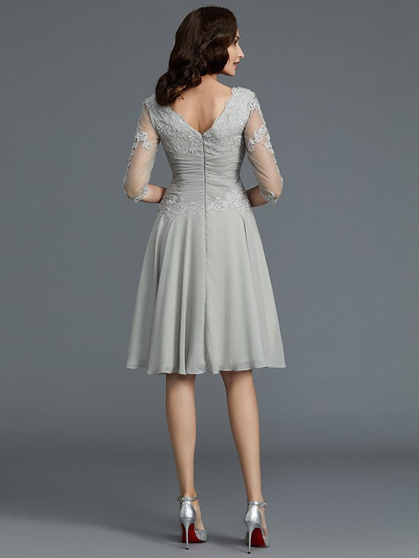 A-Line Chiffon Applique Knee-Length Dress - Chloe Dress