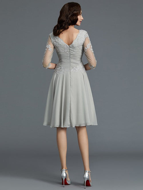 A-Line Chiffon Applique Knee-Length Dress - Chloe Dress