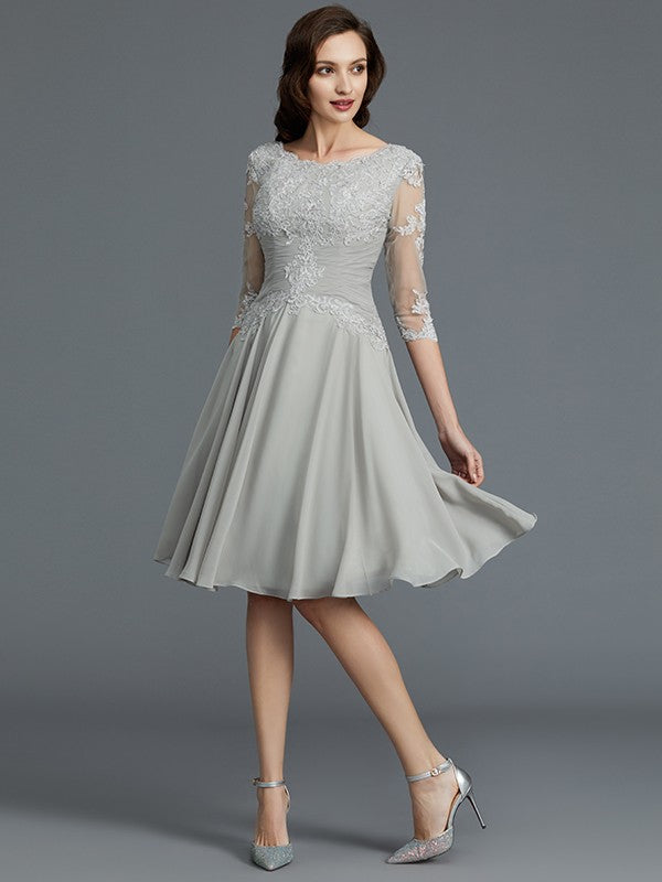 A-Line Chiffon Applique Knee-Length Dress - Chloe Dress