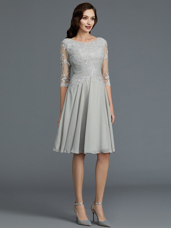 A-Line Chiffon Applique Knee-Length Dress - Chloe Dress