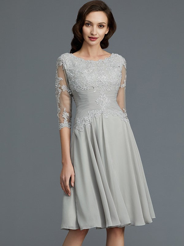 A-Line Chiffon Applique Knee-Length Dress - Chloe Dress