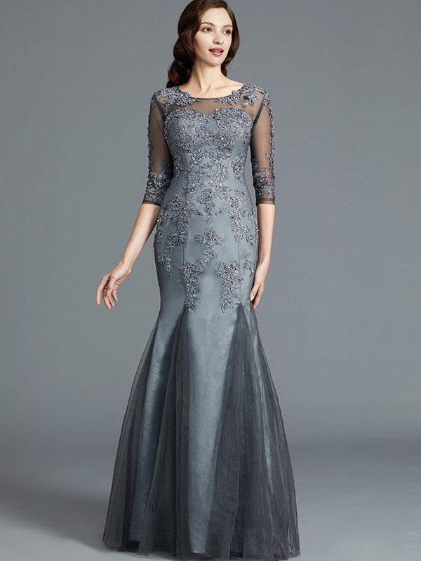 Sheath Tulle Applique Floor-Length Dress - Chloe Dress