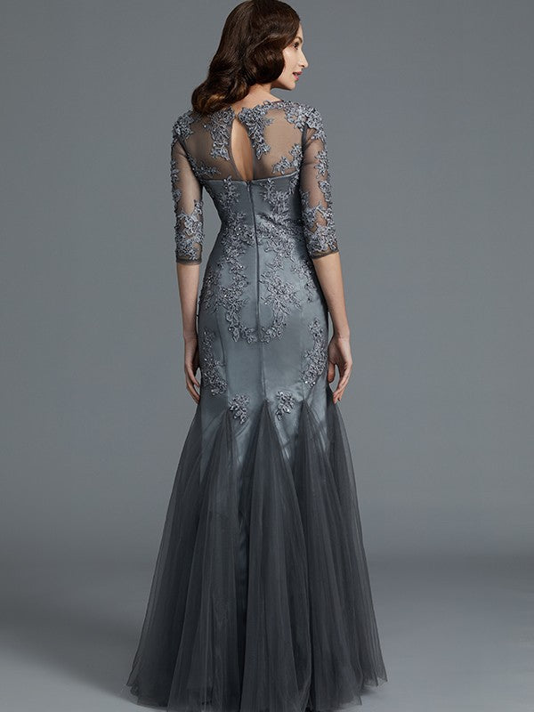 Sheath Tulle Applique Floor-Length Dress - Chloe Dress