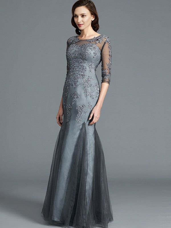 Sheath Tulle Applique Floor-Length Dress - Chloe Dress