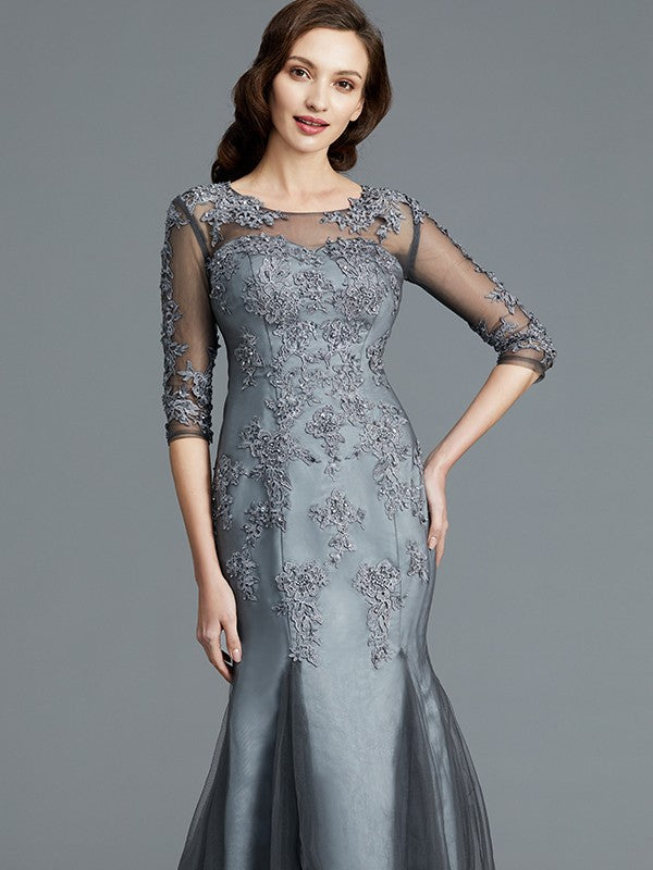 Sheath Tulle Applique Floor-Length Dress - Chloe Dress