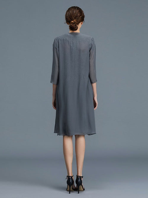 A-Line V-Neck Chiffon Sleeveless Applique Knee-Length Dress - Chloe Dress
