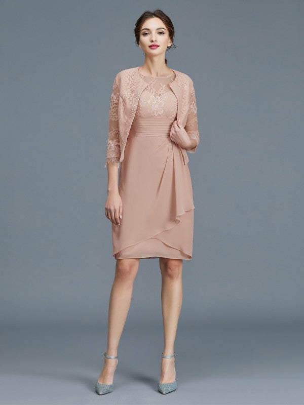 Sheath Chiffon Sleeveless Ruffled Knee-Length Dress - Chloe Dress