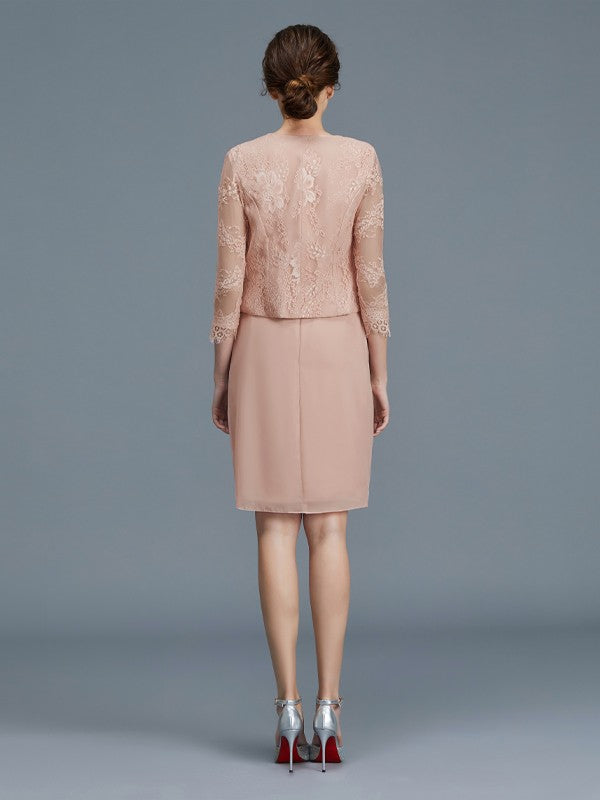 Sheath Chiffon Sleeveless Ruffled Knee-Length Dress - Chloe Dress