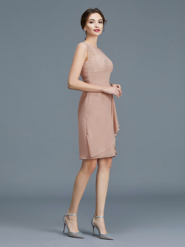 Sheath Chiffon Sleeveless Ruffled Knee-Length Dress - Chloe Dress