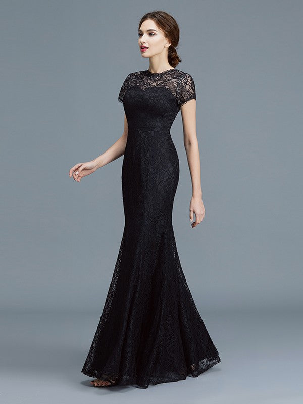 Mermaid Lace Short Sleeve Floor-Length Dress - Chloe Dress