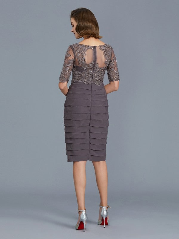 Sheath Chiffon Ruffled Knee-Length Dress - Chloe Dress