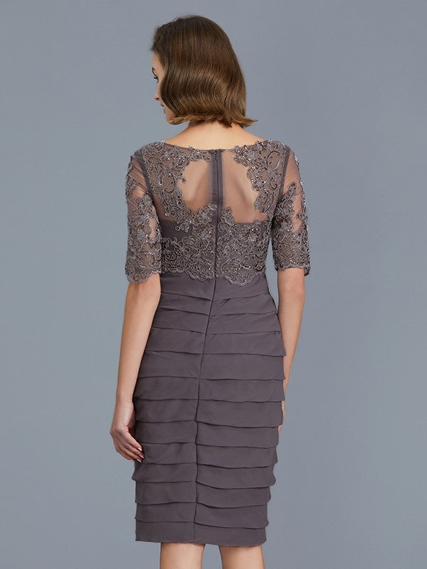 Sheath Chiffon Ruffled Knee-Length Dress - Chloe Dress