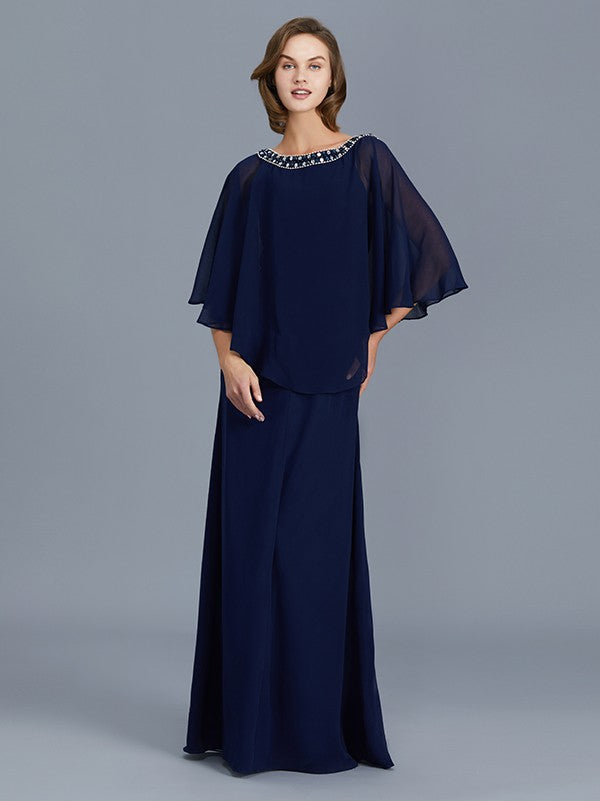 Sheath Chiffon Long Sleeve Floor-Length Dress - Chloe Dress