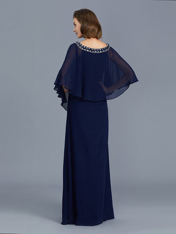 Sheath Chiffon Long Sleeve Floor-Length Dress - Chloe Dress